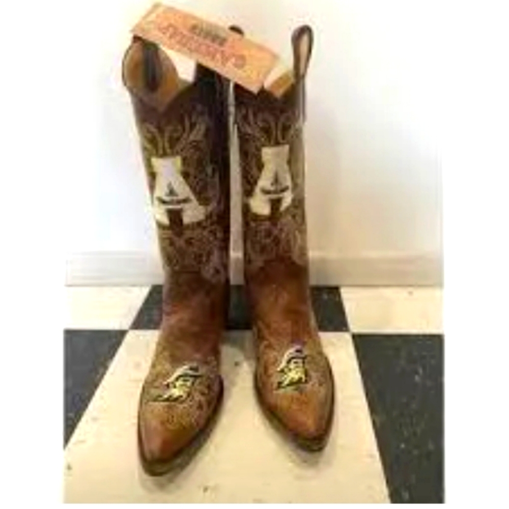 NWT Women's Appalachian State Mountaineers Brass Leather Gameday Cowboy … - Picture 2 of 9